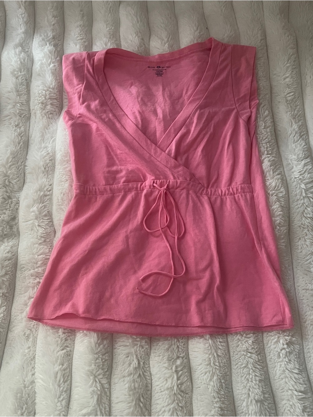 Brandy Melville Pink V-Neck Tie-Waist Top